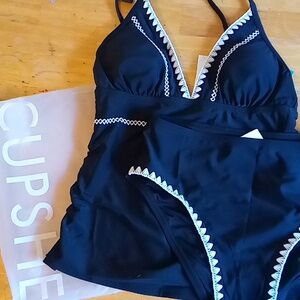 Cupshe Black and White Bikini Set